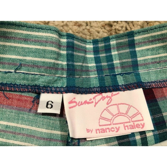 Vintage 80's NANCY HALEY size 6 GOLF SHORTS Plaid Pleated Sun daze USA *NEW* Z21 - Picture 5 of 8